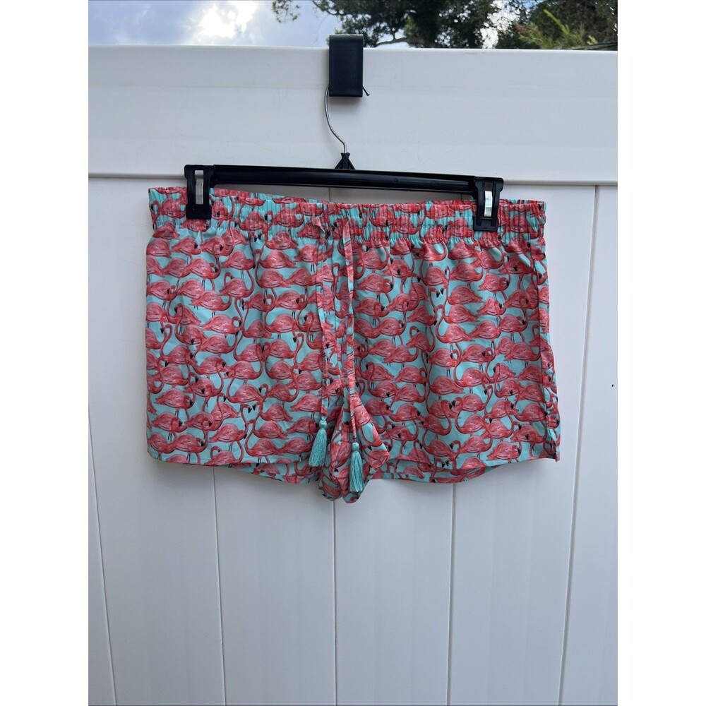 City Streets Casual Vacation Womens Shorts Size Large Flamingos All Over